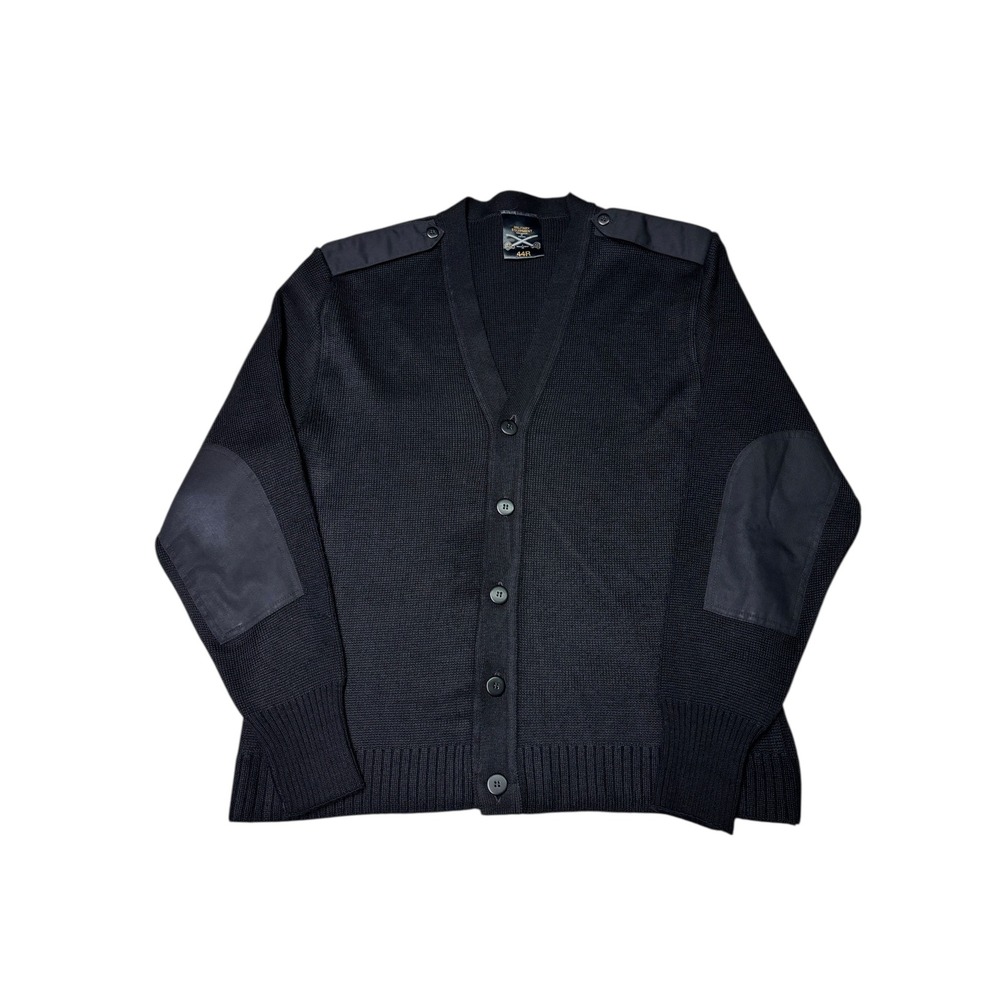 Military Equipment Corporation of America Black Wool Blend V Neck Cardigan 44R